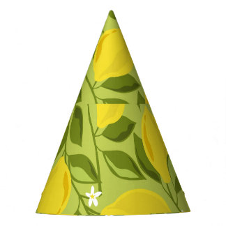 Hand Drawn Lemons Colourful Wallpaper Party Hat