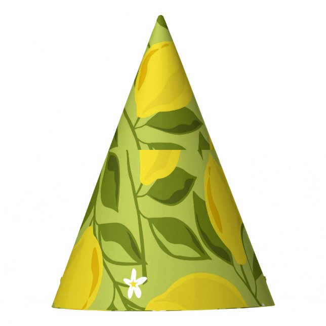 Hand Drawn Lemons Colourful Wallpaper Party Hat (Front)