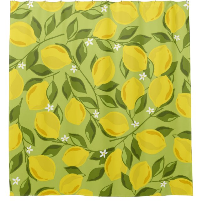Hand Drawn Lemons Colourful Wallpaper Shower Curtain (Front)