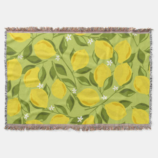 Hand Drawn Lemons Colourful Wallpaper Throw Blanket