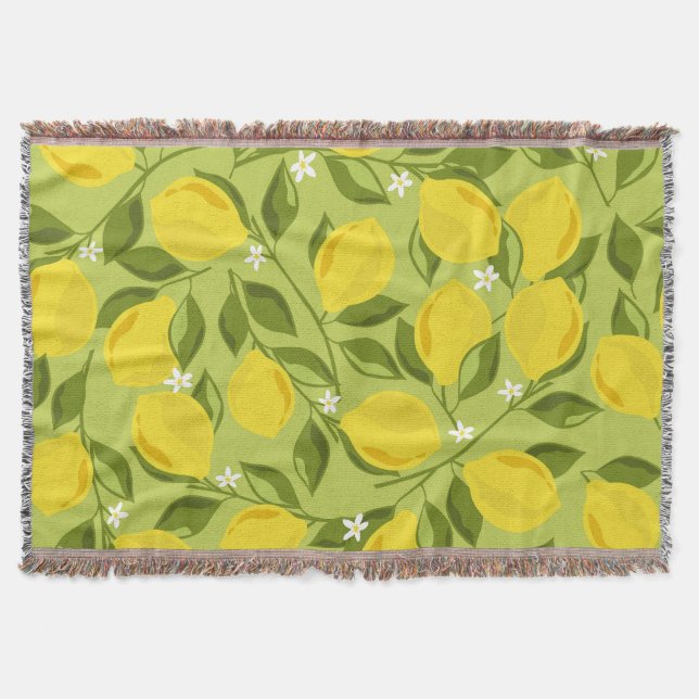 Hand Drawn Lemons Colourful Wallpaper Throw Blanket (Front)