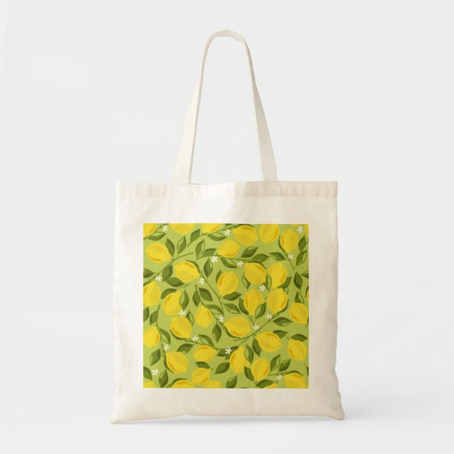 Hand Drawn Lemons Colourful Wallpaper Tote Bag (Front)