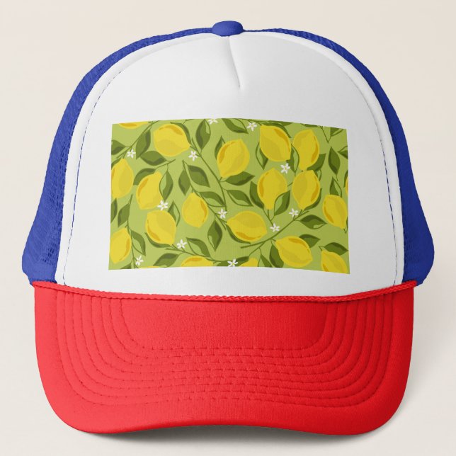 Hand Drawn Lemons Colourful Wallpaper Trucker Hat (Front)