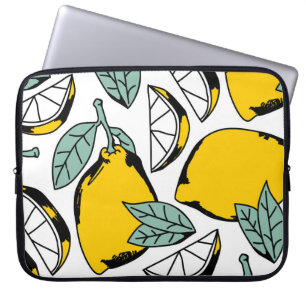Hand drawn lemons, vibrant pattern. laptop sleeve