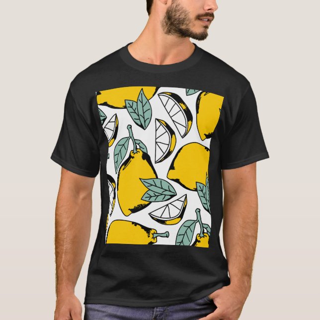 Hand drawn lemons, vibrant pattern. T-Shirt (Front)