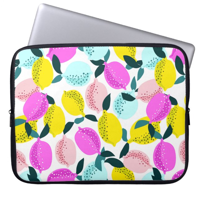 Hand Drawn Lemons Vintage Pattern Laptop Sleeve (Front)
