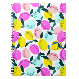 Hand Drawn Lemons Vintage Pattern Notebook