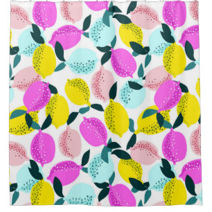 Hand Drawn Lemons Vintage Pattern Shower Curtain