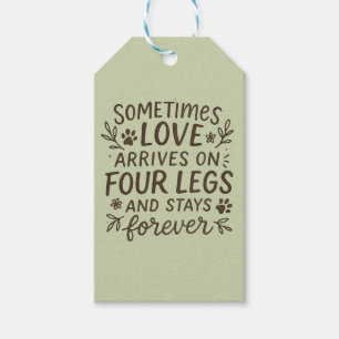 Hand-Drawn Lettering Paw Prints Soft Sage Green Gift Tags