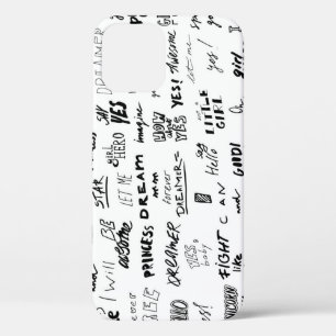 Hand-drawn lettering, typography doodle collection iPhone 12 case
