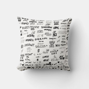 Hand-drawn lettering, typography doodle collection cushion