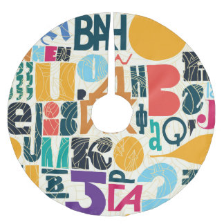 Hand-drawn letters: vintage seamless design. brushed polyester tree skirt