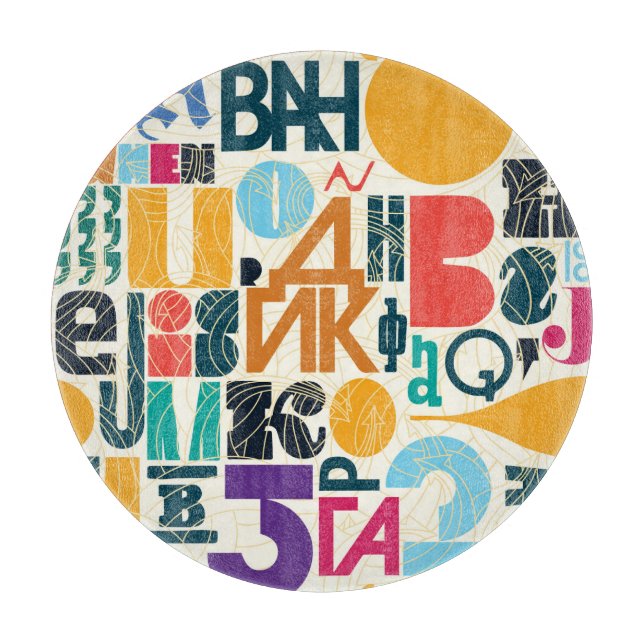 Hand-drawn letters: vintage seamless design. cutting board (Front)