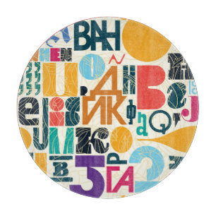 Hand-drawn letters: vintage seamless design. cutting board