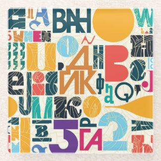 Hand-drawn letters: vintage seamless design. glass coaster