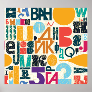 Hand-drawn letters: vintage seamless design. poster