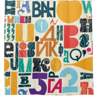 Hand-drawn letters: vintage seamless design. shower curtain