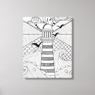 Hand Drawn Lighthouse Doodle 6 Canvas Print