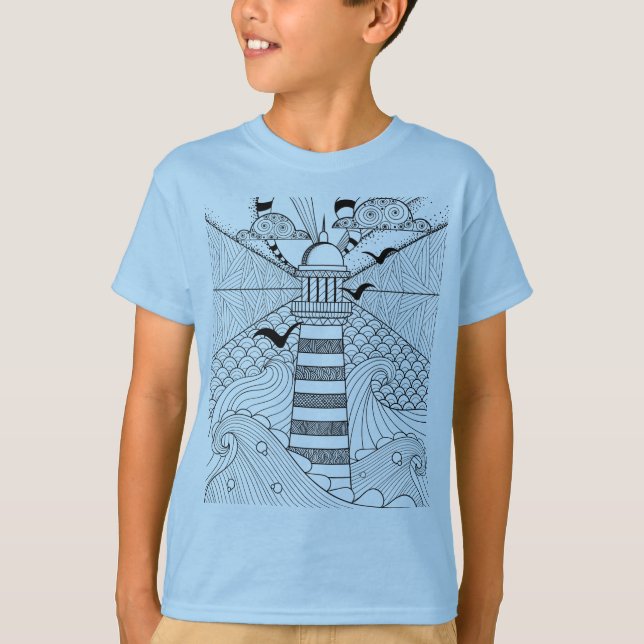 Hand Drawn Lighthouse Doodle T-Shirt (Front)