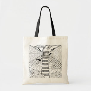 Hand Drawn Lighthouse Doodle Tote Bag
