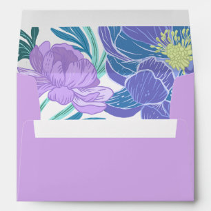 Hand drawn Lilac and Purple Pastel Floral Wedding Envelope