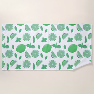 Hand Drawn Lime & Mint Botanical Beach Towel