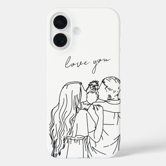 Hand-drawn line art phone case: Mum/Dad love you Case-Mate iPhone Case (Back)
