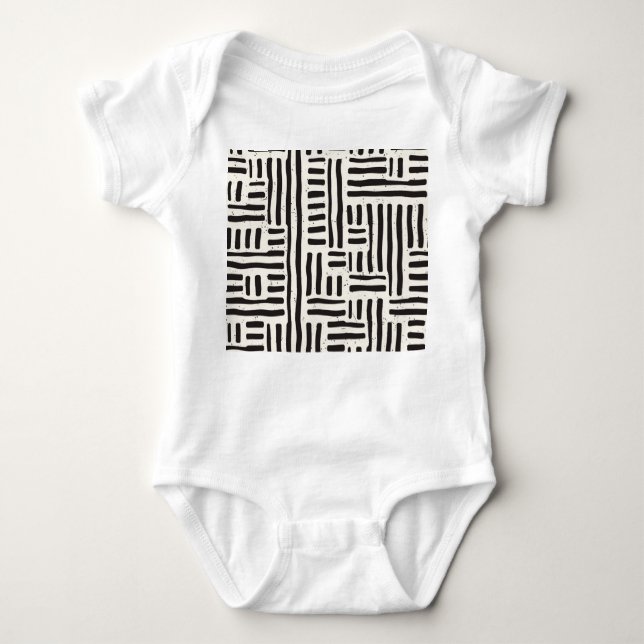 Hand-drawn lines, grungy seamless texture. baby bodysuit (Front)
