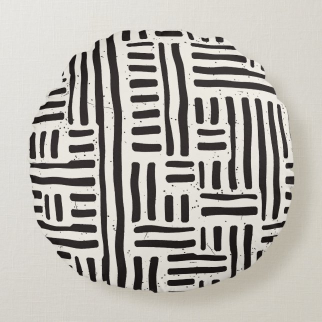 Hand-drawn lines, grungy seamless texture. round cushion (Front)