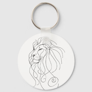 Hand Drawn Lion - Minimalist Line Art Key Ring