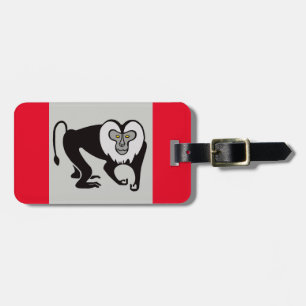 Hand drawn- Lion-tailed MACAQUE  - Wildlife Red Luggage Tag