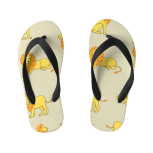 Hand-drawn lion: vintage pattern. kid's jandals