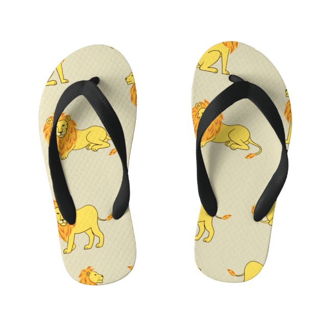 Hand-drawn lion: vintage pattern. kid's jandals (Footbed)