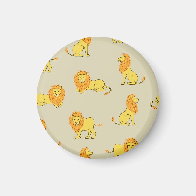 Hand-drawn lion: vintage pattern. magnet (Front)