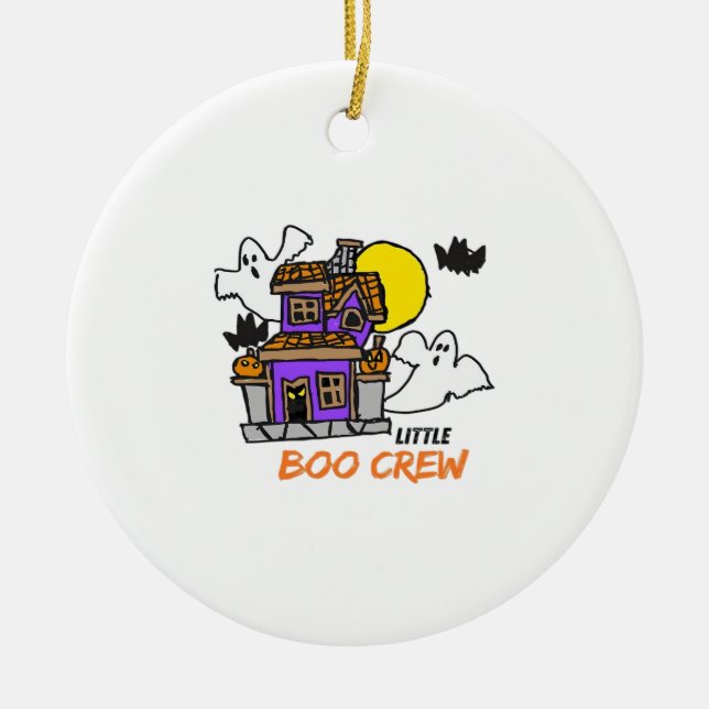Hand Drawn Little Boo Crew Halloween Ceramic Tree Decoration (Front)