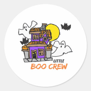 Hand Drawn Little Boo Crew Halloween Classic Round Sticker