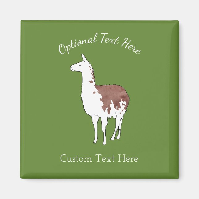 Hand Drawn Llama U-Pick Background Colour Magnet (Front)