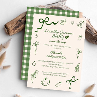Hand Drawn Locally Grown Baby Shower Invitation