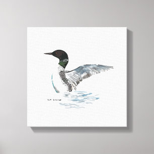 hand drawn loon image canvas print