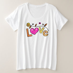 Hand Drawn Love Doodle Plus Size T-Shirt