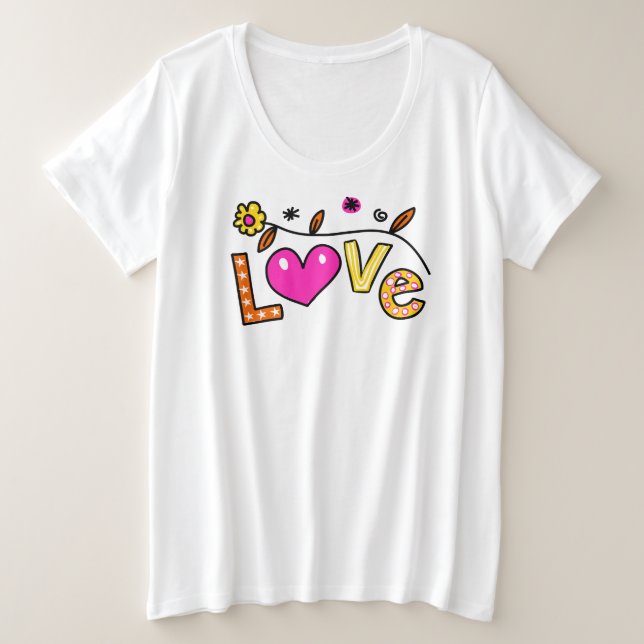 Hand Drawn Love Doodle  Plus Size T-Shirt (Design Front)
