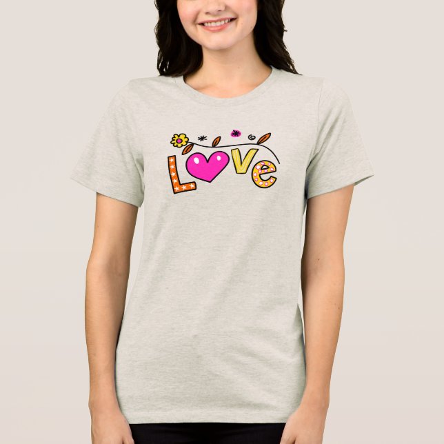 Hand Drawn Love Doodle  Tri-Blend Shirt (Front)