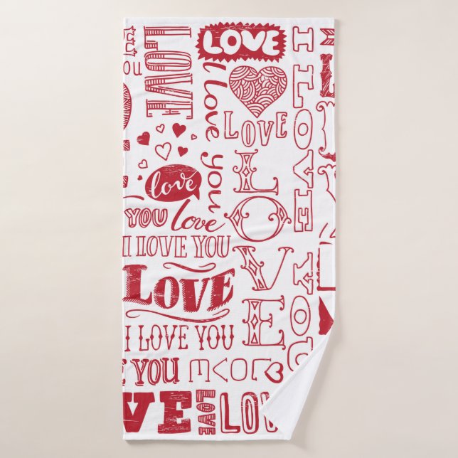 hand-drawn love doodles  bath towel (Bath Towel)