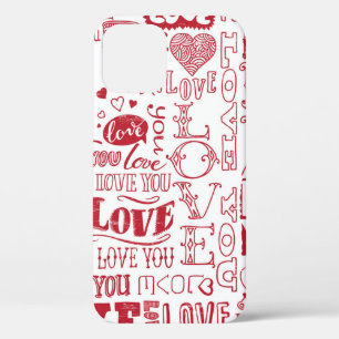 hand-drawn love doodles iPhone 12 case