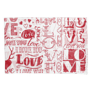 Hand-drawn love doodles, charming pattern. pillowcase