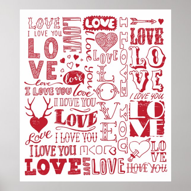 hand-drawn love doodles  poster (Front)