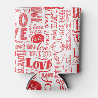 Hand-Drawn Love Doodles Seamless Background Can Cooler