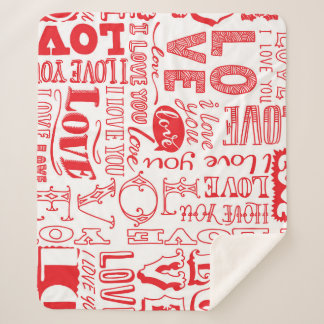 Hand-Drawn Love Doodles Seamless Background Sherpa Blanket