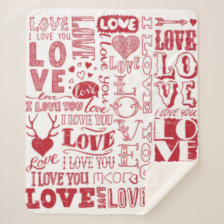 hand-drawn love doodles sherpa blanket