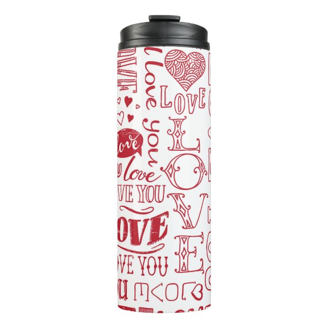 hand-drawn love doodles  thermal tumbler (Front)